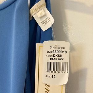 Shoshanna blue 12 tie back dress with flutter skirt new with tags never worn!